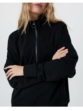 Vuori Sedona Rib Black Half-Zip Hoodie